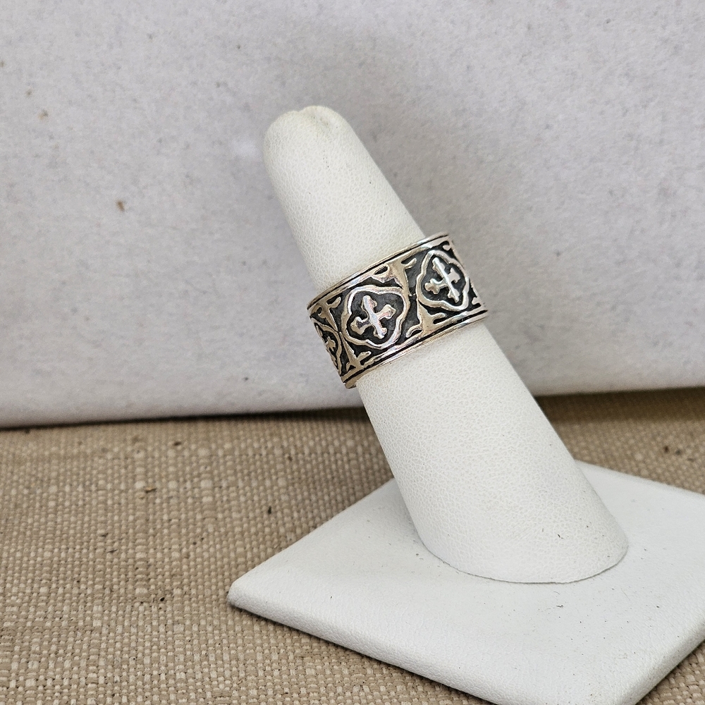 Gothic 925 Sterling Silver Medieval Crosses Ring Size 5.75-6 - Picture 9 of 14